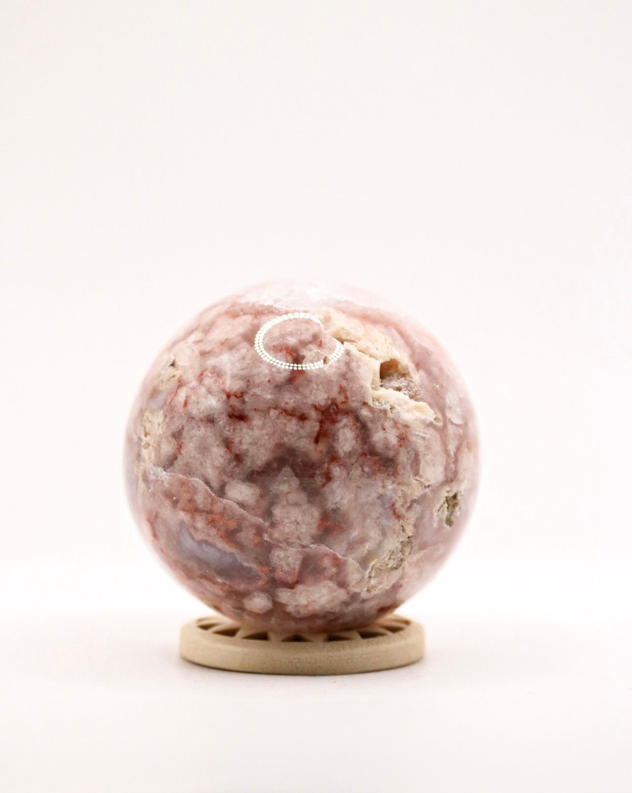 Pink flower agate sphere 5