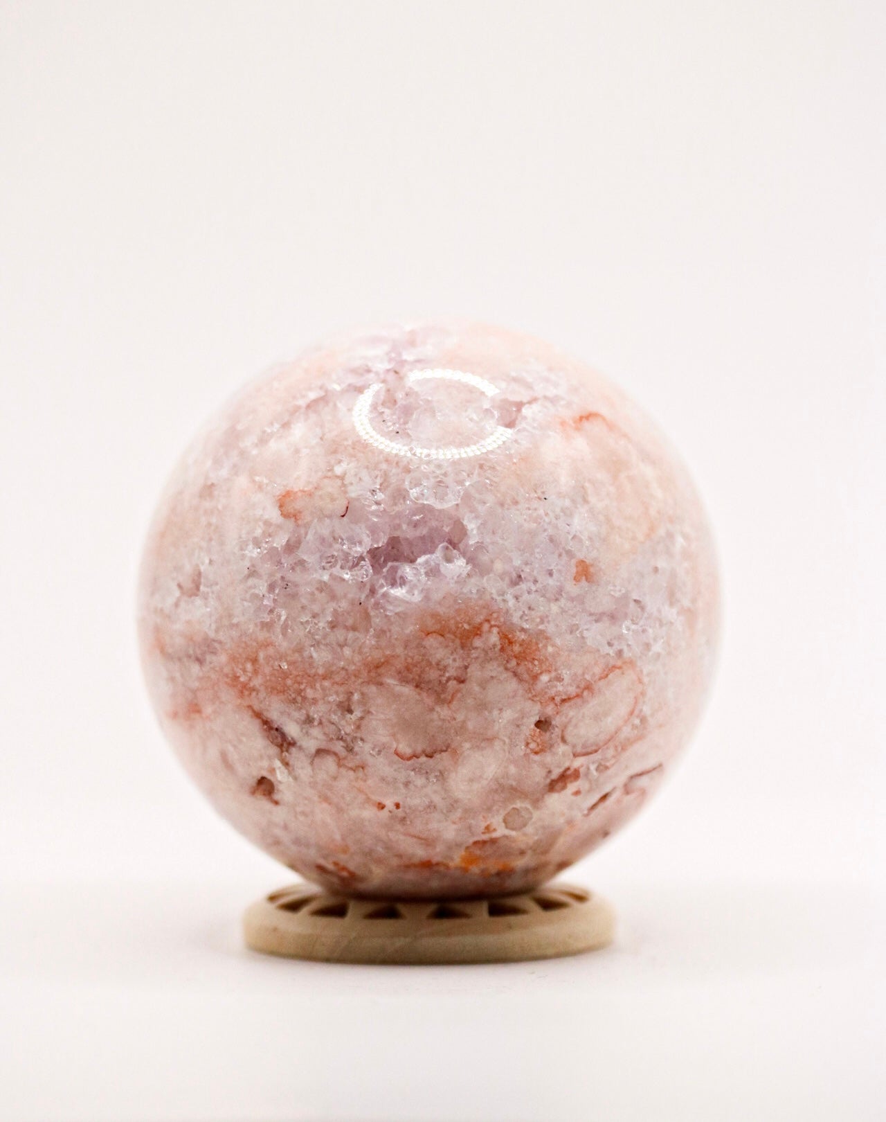 Pink flower agate sphere 2