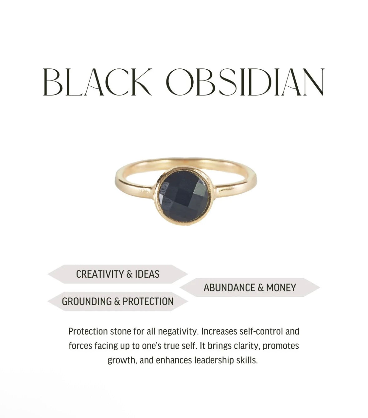 Black obsidian - Briolette ring - Gold plated