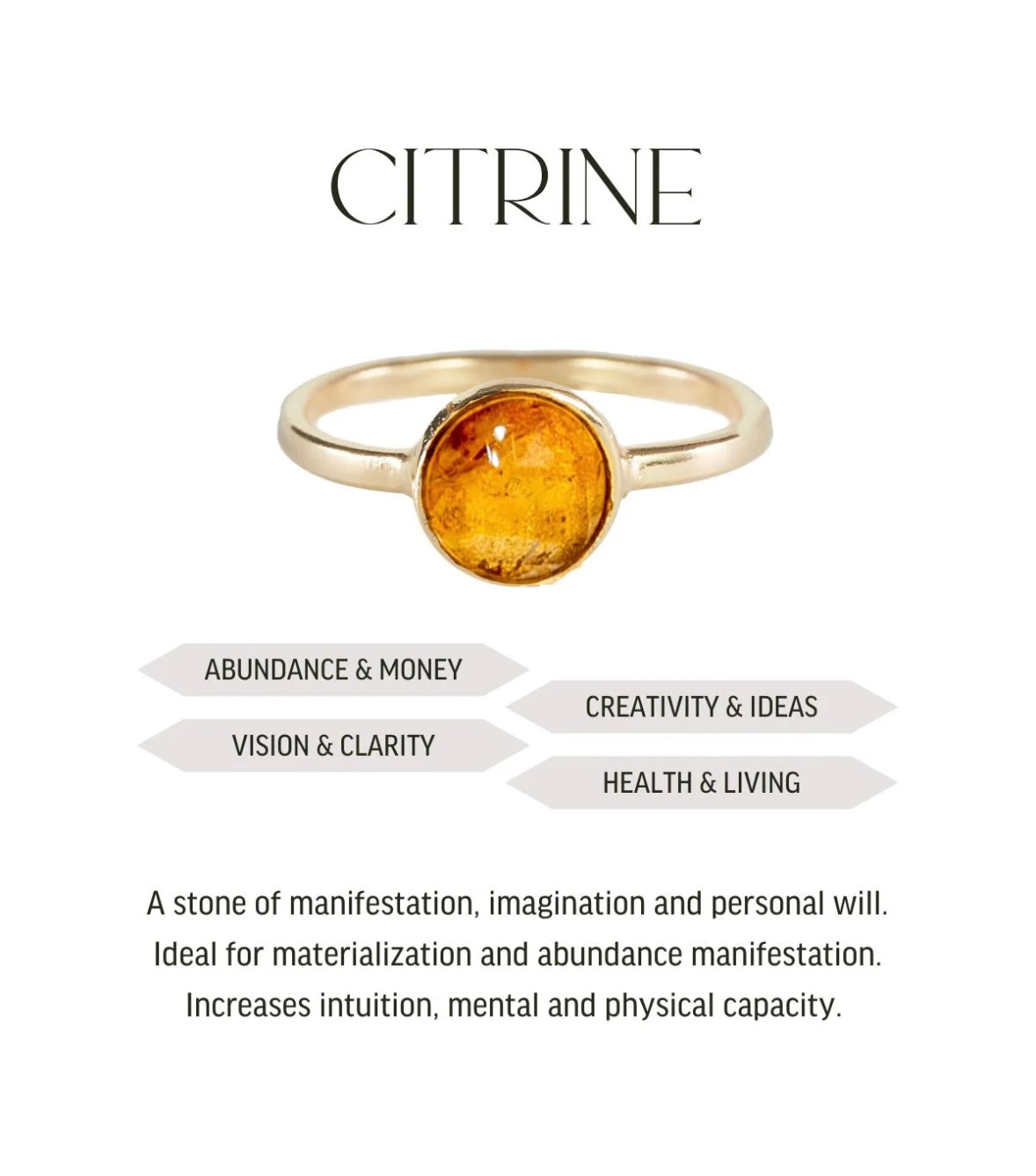 Citrien - Briolette ring - Gold plated