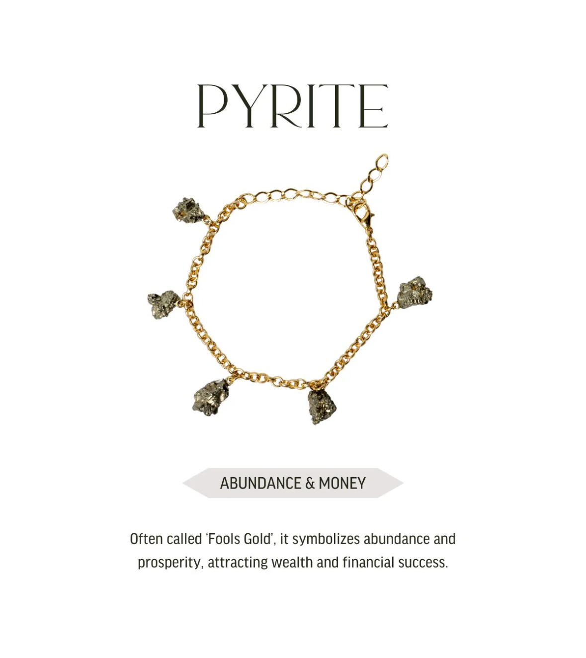 Bracelet 5 stones Pyrite - Gold plated